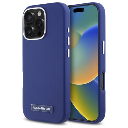 Θήκη MagSafe για Apple iPhone 16 Pro Max, Karl Lagerfeld, FW Metal Plate, Μπλε