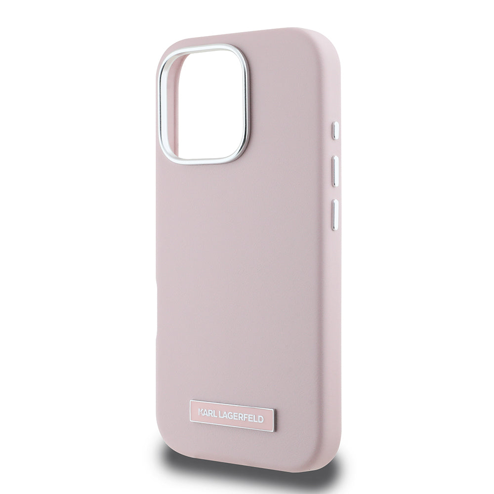 Θήκη MagSafe για Apple iPhone 16 Pro Max, Karl Lagerfeld, FW Metal Plate, Ροζ