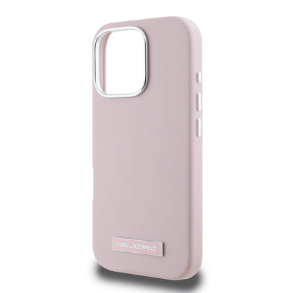 Θήκη MagSafe για Apple iPhone 16 Pro Max, Karl Lagerfeld, FW Metal Plate, Ροζ