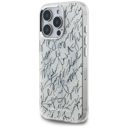 Θήκη MagSafe για Apple iPhone 16 Pro Max, Karl Lagerfeld, IML Karl Script Pattern, Λευκή