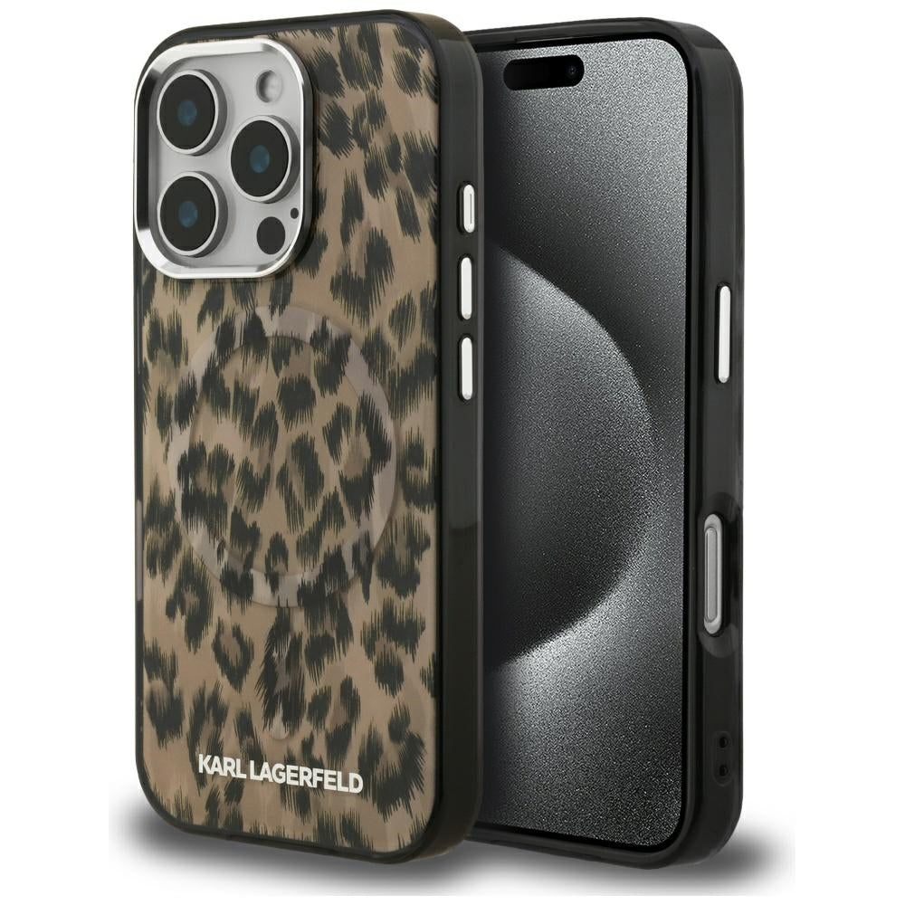 Θήκη MagSafe για Apple iPhone 16 Pro Max, Karl Lagerfeld, IML Leopard Pattern, Καφέ