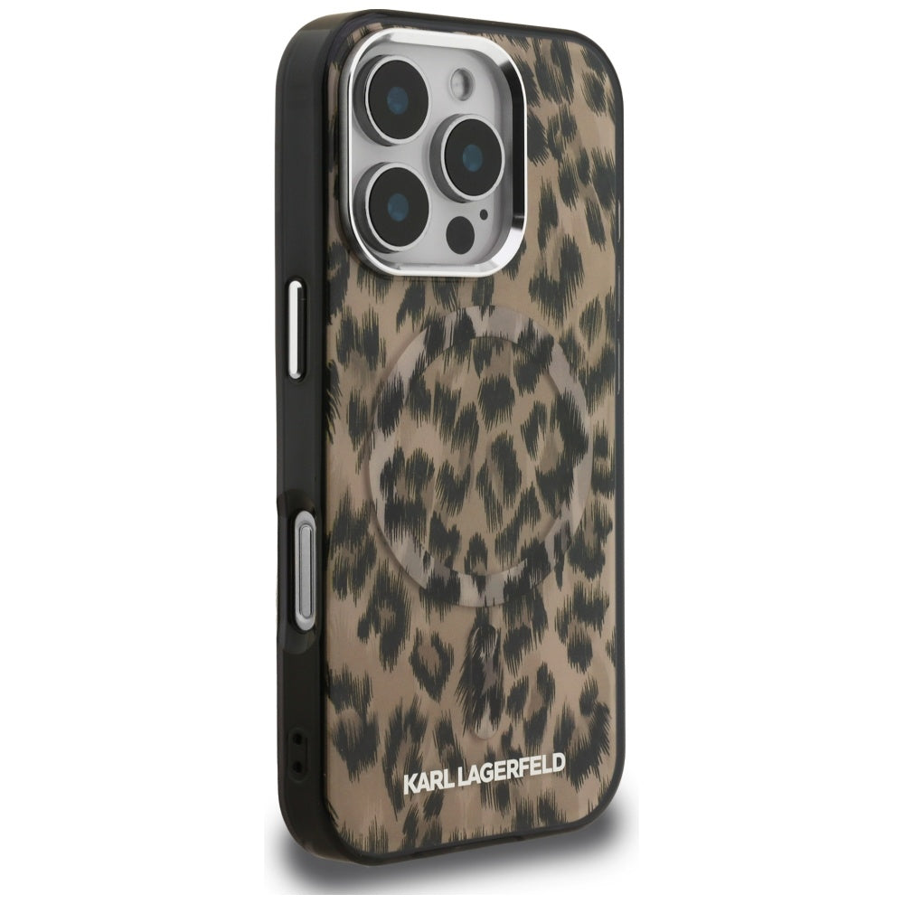 Θήκη MagSafe για Apple iPhone 16 Pro Max, Karl Lagerfeld, IML Leopard Pattern, Καφέ