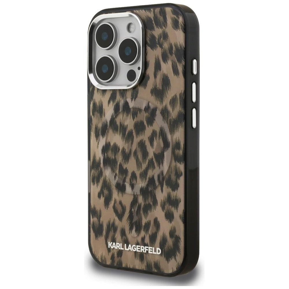 Θήκη MagSafe για Apple iPhone 16 Pro Max, Karl Lagerfeld, IML Leopard Pattern, Καφέ