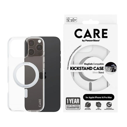 Θήκη MagSafe για Apple iPhone 16 Pro Max, PanzerGlass, Λειτουργία Υποστήριξης Kickstand, Διάφανη Ασημί
