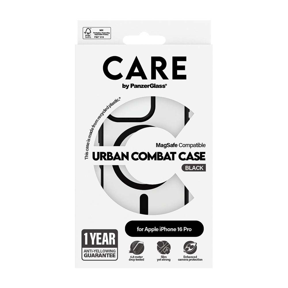 Θήκη MagSafe για Apple iPhone 16 Pro Max, PanzerGlass, Care Urban Combat, Διάφανη Μαύρη