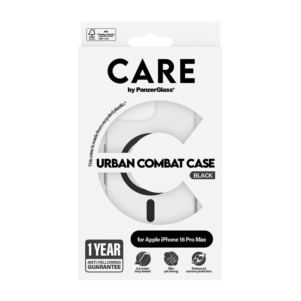 Θήκη MagSafe για Apple iPhone 16 Pro Max, PanzerGlass, Care Urban Combat, Διαφανής Μαύρη