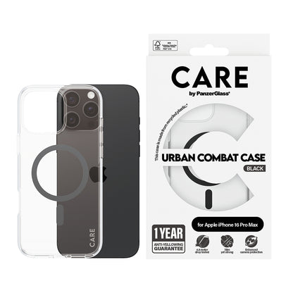 Θήκη MagSafe για Apple iPhone 16 Pro Max, PanzerGlass, Care Urban Combat, Διαφανής Μαύρη