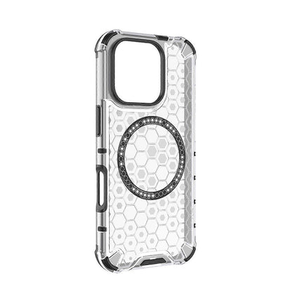 MagSafe Case for Apple iPhone 16 Pro Max, Techsuit, HoneyComb Shield, White