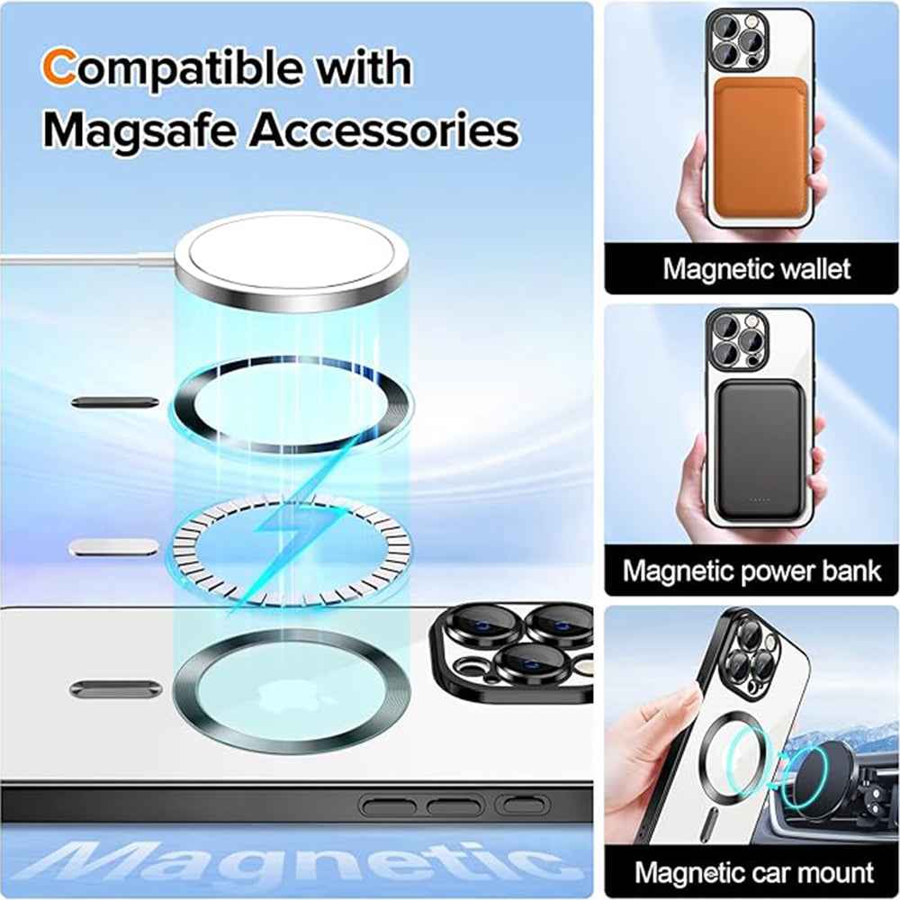 MagSafe Case for Apple iPhone 16 Pro Max, Techsuit, Luxury Crystal, Black