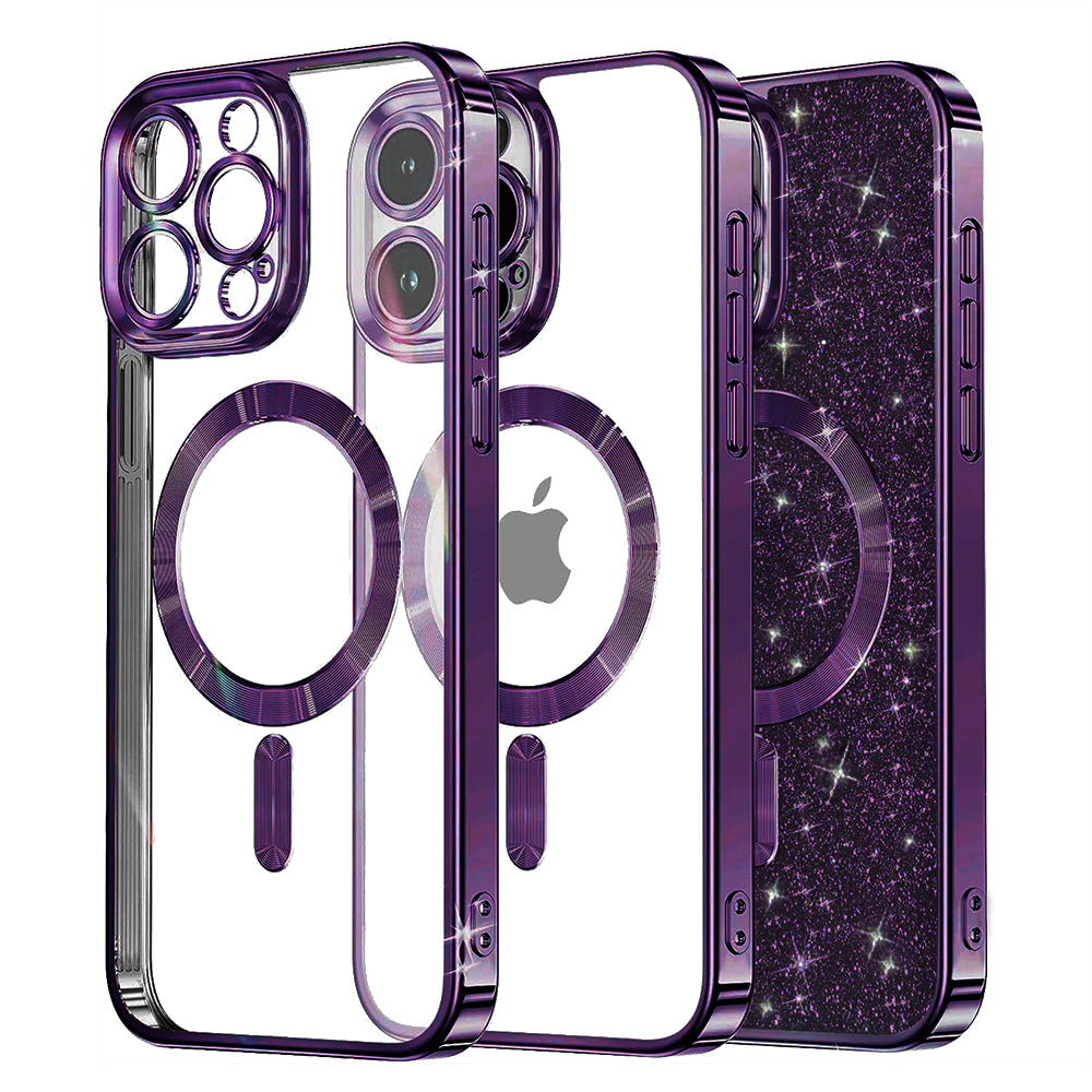 MagSafe Case for Apple iPhone 16 Pro Max, Techsuit, Luxury Glitter, Dark Purple