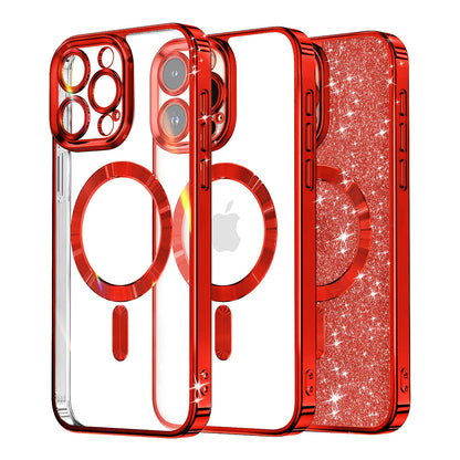 Θήκη MagSafe για Apple iPhone 16 Pro Max, Techsuit, Luxury Glitter, Κόκκινη