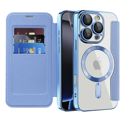 MagSafe Case for Apple iPhone 16 Pro Max, Techsuit, SmartMag Book, Blue