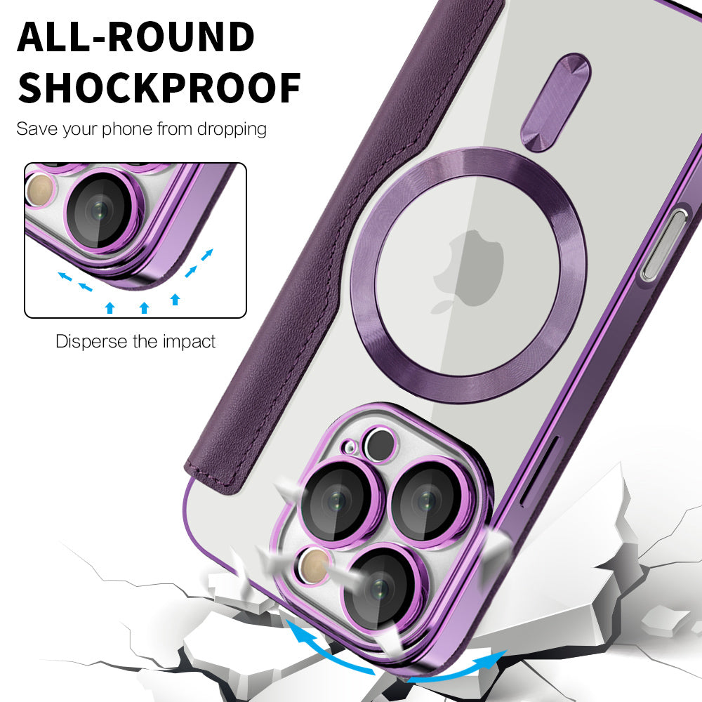 MagSafe Case for Apple iPhone 16 Pro Max, Techsuit, SmartMag Book, Purple