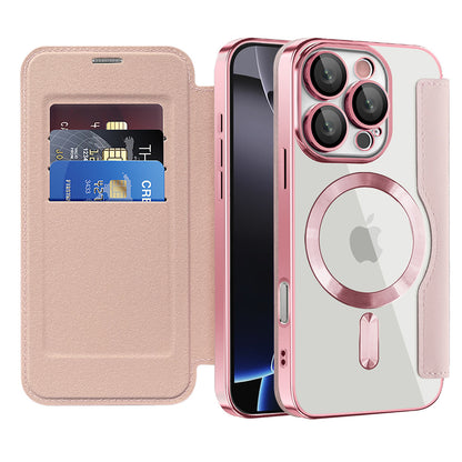 Θήκη MagSafe για Apple iPhone 16 Pro Max, Techsuit, SmartMag Book, Ροζ