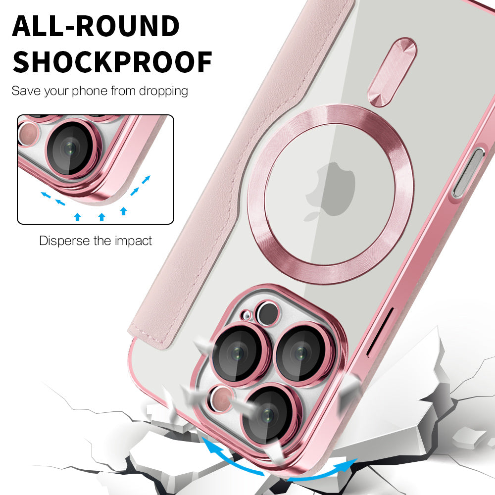 Θήκη MagSafe για Apple iPhone 16 Pro Max, Techsuit, SmartMag Book, Ροζ