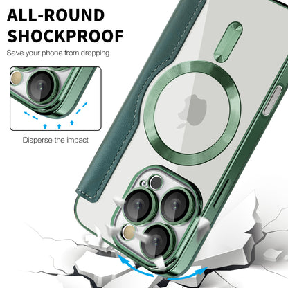 MagSafe Case for Apple iPhone 16 Pro Max, Techsuit, SmartMag Book, Green