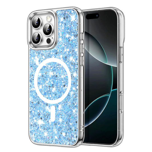 Θήκη MagSafe για Apple iPhone 16 Pro Max, Techsuit, Sparkly Glitter, Μπλε