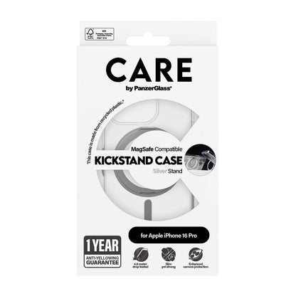 Θήκη MagSafe για Apple iPhone 16 Pro, PanzerGlass, με Χαρακτηριστικό Kickstand, Διάφανη Ασημί