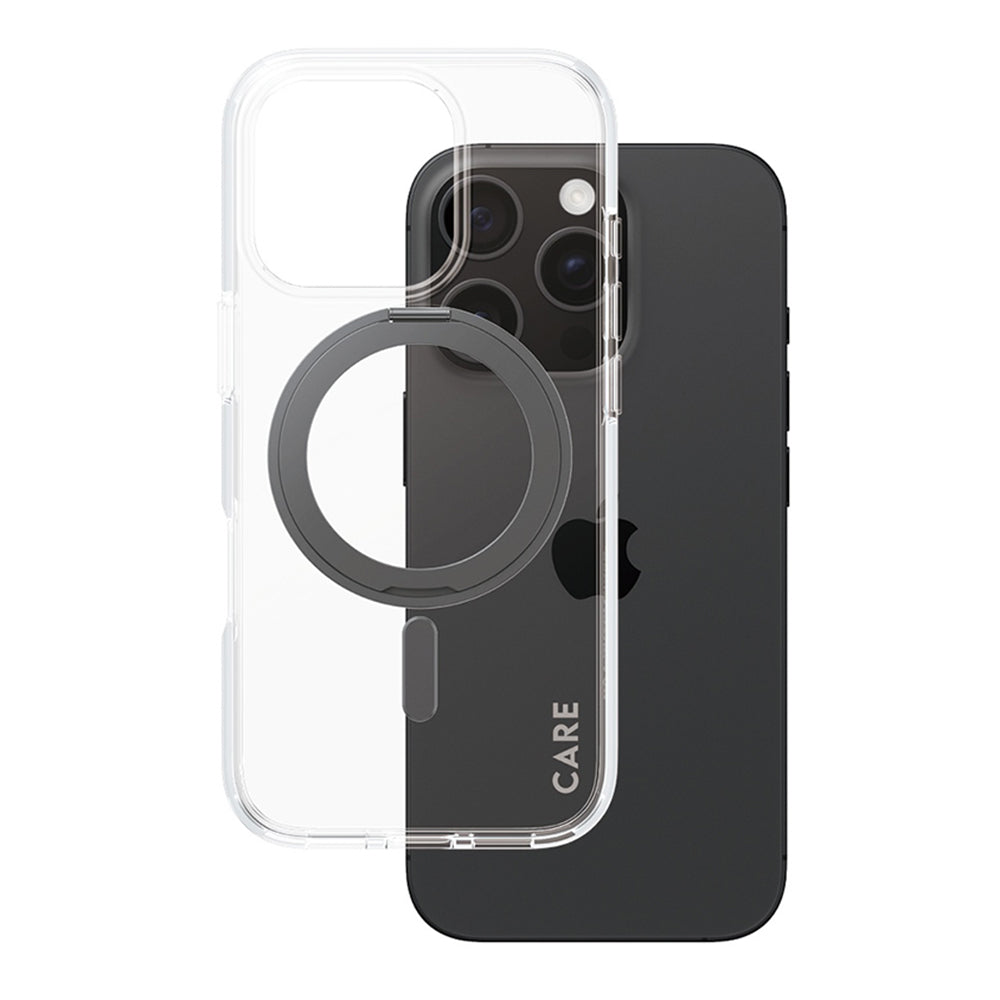 Θήκη MagSafe για Apple iPhone 16 Pro, PanzerGlass, με Χαρακτηριστικό Kickstand, Διαφανής Μαύρη