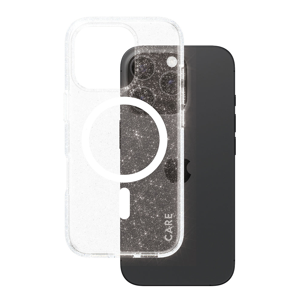 MagSafe Case for Apple iPhone 16 Pro, PanzerGlass, Urban Combat Star Lit Care, White Transparent