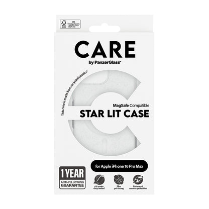 MagSafe Case for Apple iPhone 16 Pro, PanzerGlass, Urban Combat Star Lit Care, White Transparent
