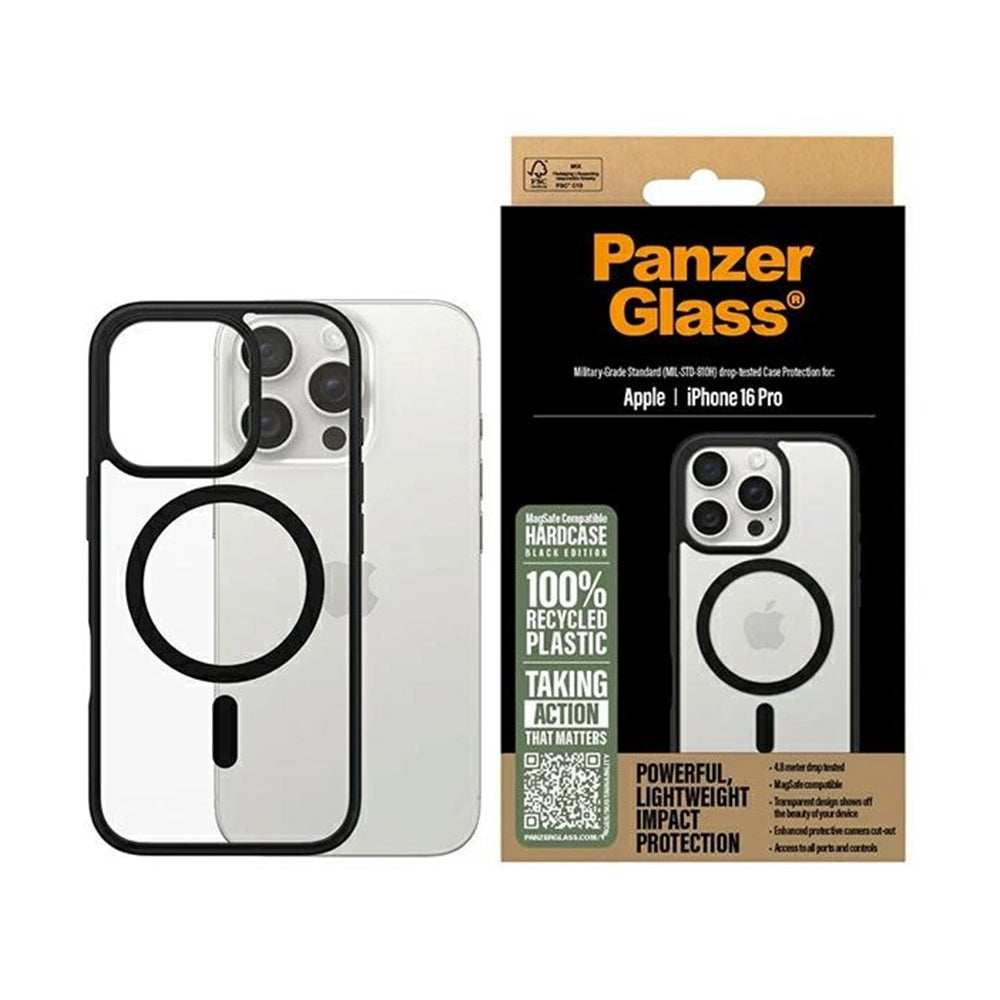 Θήκη MagSafe για Apple iPhone 16 Pro, PanzerGlass, Frame, Διάφανη Μαύρη