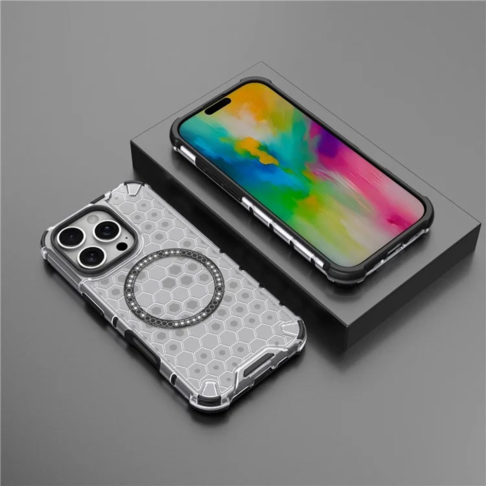 Θήκη MagSafe για Apple iPhone 16 Pro, Techsuit, HoneyComb Shield, Λευκή