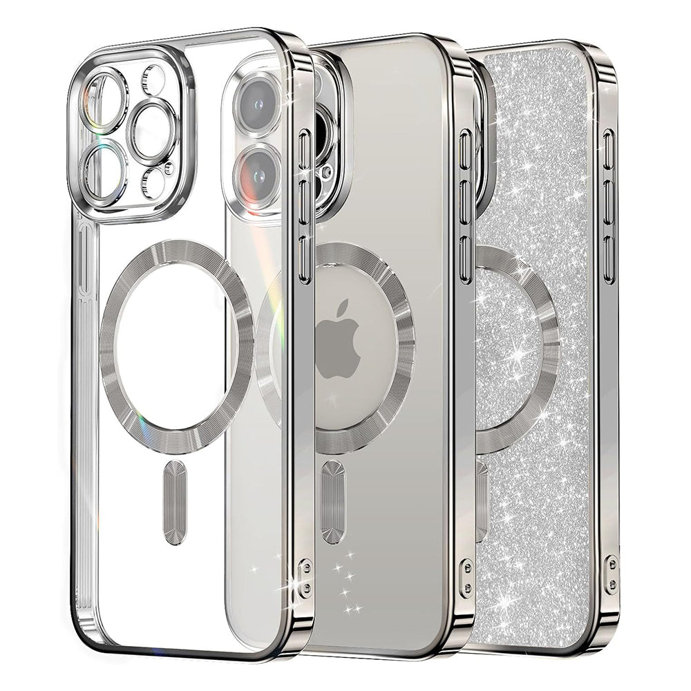 Θήκη MagSafe για Apple iPhone 16 Pro, Techsuit, Luxury Glitter, Ασημί