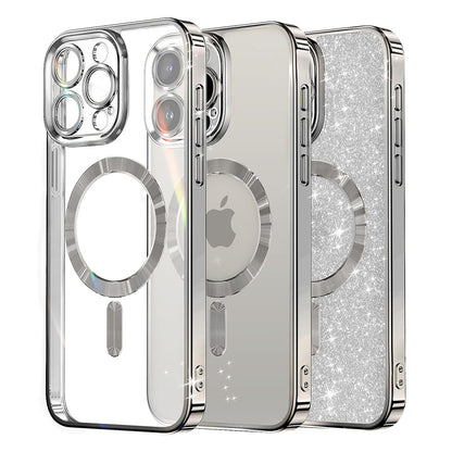Θήκη MagSafe για Apple iPhone 16 Pro, Techsuit, Luxury Glitter, Ασημί