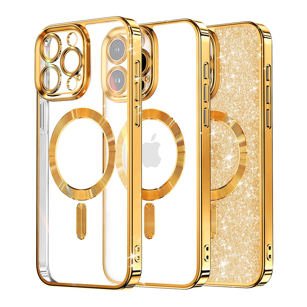 Θήκη MagSafe για Apple iPhone 16 Pro, Techsuit, Luxury Glitter, Χρυσή