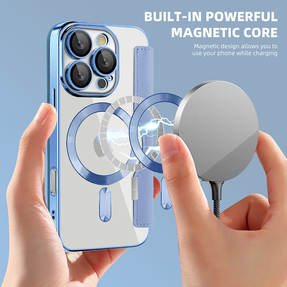 Θήκη MagSafe για Apple iPhone 16 Pro, Techsuit, SmartMag Book, Μπλε