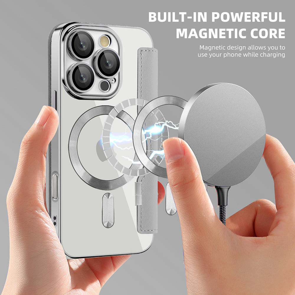 Θήκη MagSafe για Apple iPhone 16 Pro, Techsuit, SmartMag Book, Γκρι