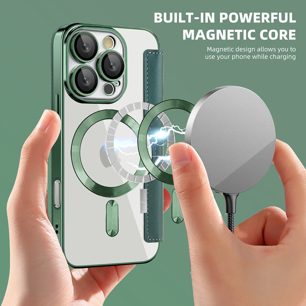 Θήκη MagSafe για Apple iPhone 16 Pro, Techsuit, SmartMag Book, Πράσινο