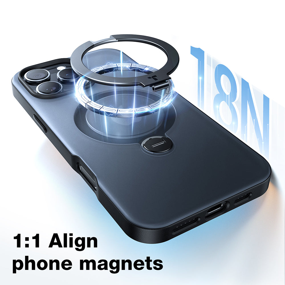 MagSafe Case for Apple iPhone 16 Pro, Torras, Ostand Spin, Black