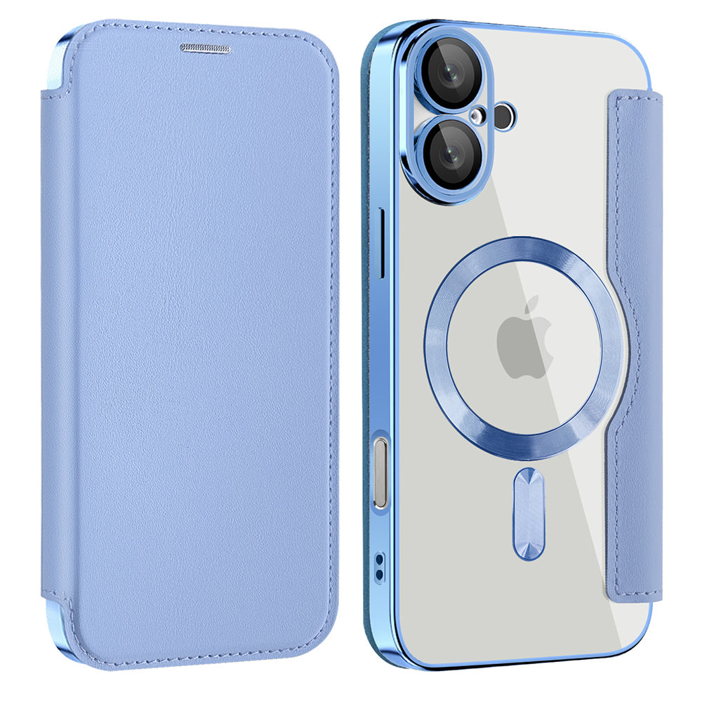 MagSafe Case for Apple iPhone 16, Techsuit, SmartMag Book, Blue