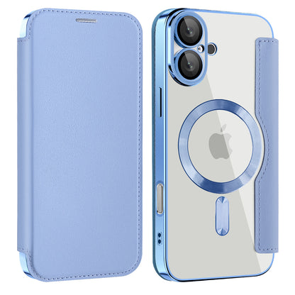 MagSafe Case for Apple iPhone 16, Techsuit, SmartMag Book, Blue