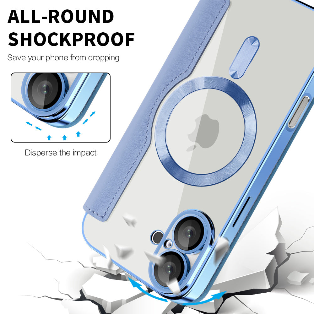 MagSafe Case for Apple iPhone 16, Techsuit, SmartMag Book, Blue