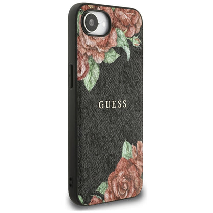 Θήκη MagSafe για Apple iPhone 16e, Guess, 4G Flowers Print, Μαύρη