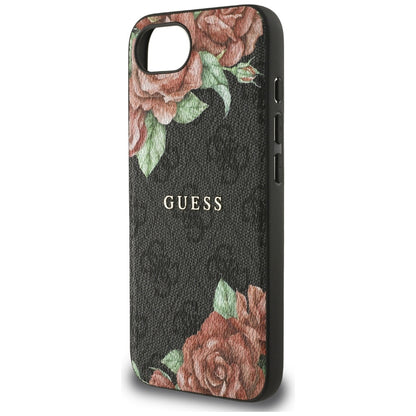 Θήκη MagSafe για Apple iPhone 16e, Guess, 4G Flowers Print, Μαύρη