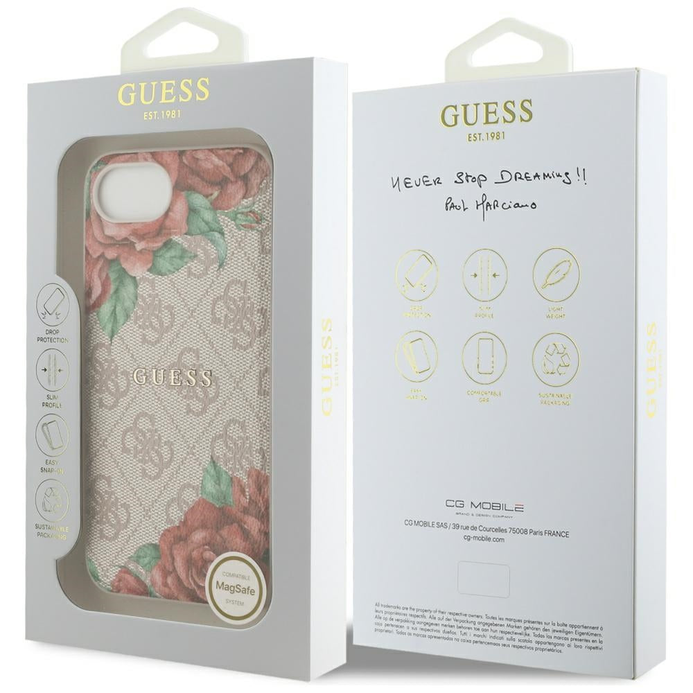 Θήκη MagSafe για Apple iPhone 16e, Guess, 4G Flowers Print, Ροζ