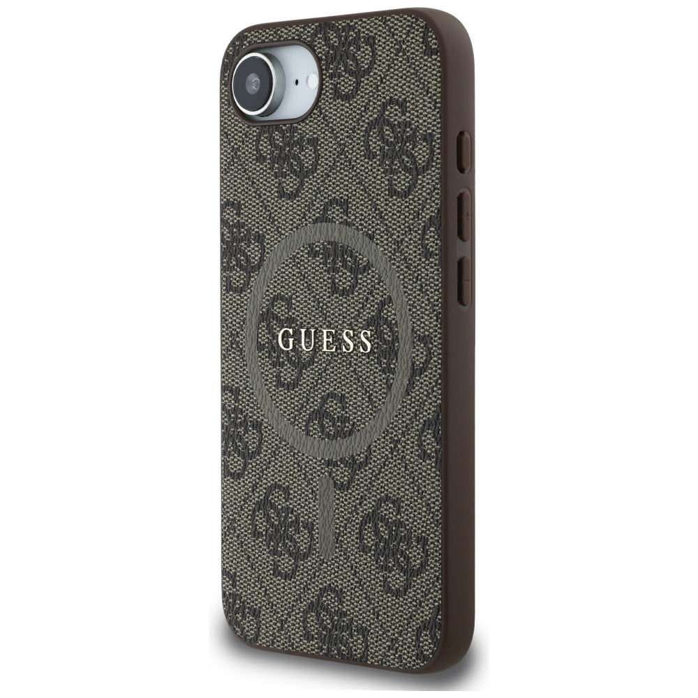 Θήκη MagSafe για Apple iPhone 16e, Guess, 4G Ring Classic Logo, Καφέ