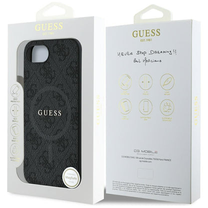 Θήκη MagSafe για Apple iPhone 16e, Guess, 4G Ring Classic Logo, Μαύρη