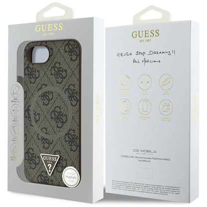 Θήκη MagSafe για Apple iPhone 16e, Guess, 4G Ring Triangle Logo, Καφέ