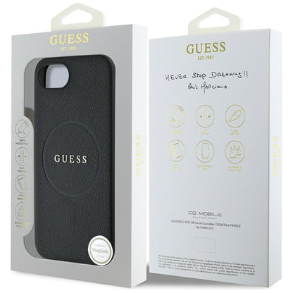 Θήκη MagSafe για Apple iPhone 16e, Guess, Grained Gold Ring, Μαύρη