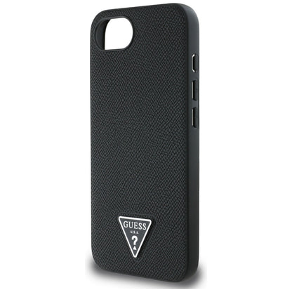 MagSafe Case for Apple iPhone 16e, Guess, Grained Triangle Logo, Black