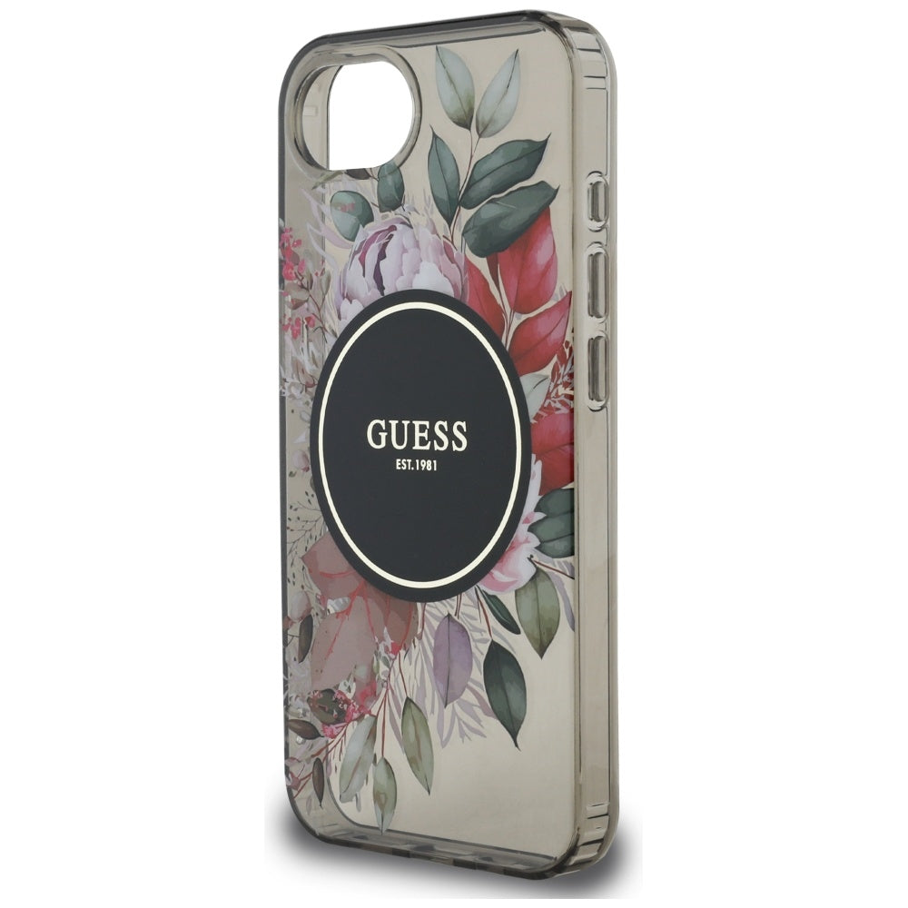 Θήκη MagSafe για Apple iPhone 16e, Guess, IML Flowers, Μαύρη