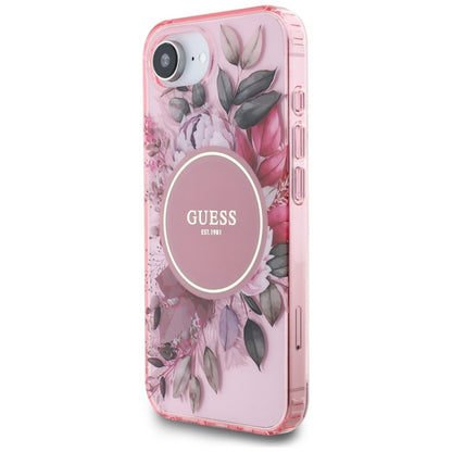 Θήκη MagSafe για Apple iPhone 16e, Guess, IML Flowers, Ροζ