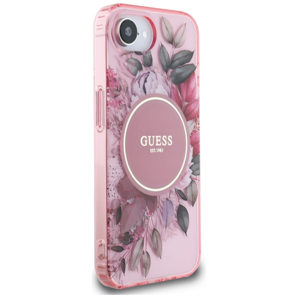 Θήκη MagSafe για Apple iPhone 16e, Guess, IML Flowers, Ροζ