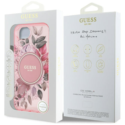 Θήκη MagSafe για Apple iPhone 16e, Guess, IML Flowers, Ροζ