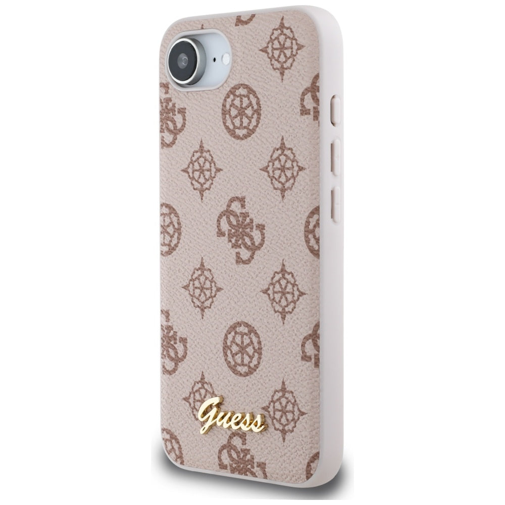 MagSafe Case for Apple iPhone 16e, Guess, Peony Script, Brown